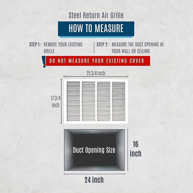 Fits 24x16 Duct Opening | Steel Return Air Grille by Handua | Vent Cover Grill - Image 2