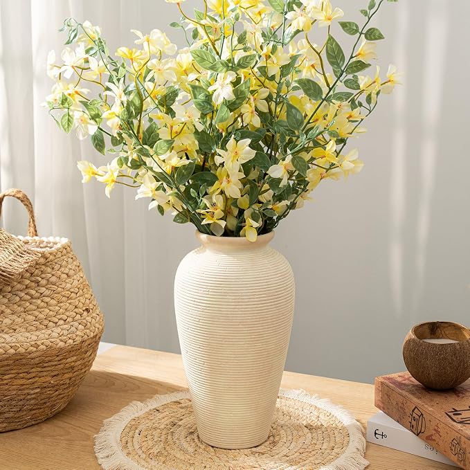 11.02 Inch Tall Vintage Ceramic Flower Vase, Rustic Farmhouse Vase - Image 2