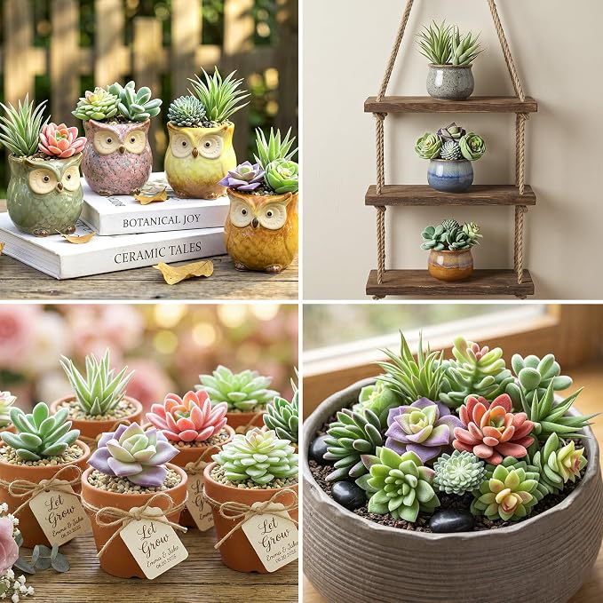 HappyHapi 12 Pcs Artificial Succulents, Mini Fake Plants Unpotted | Flocked - Image 7