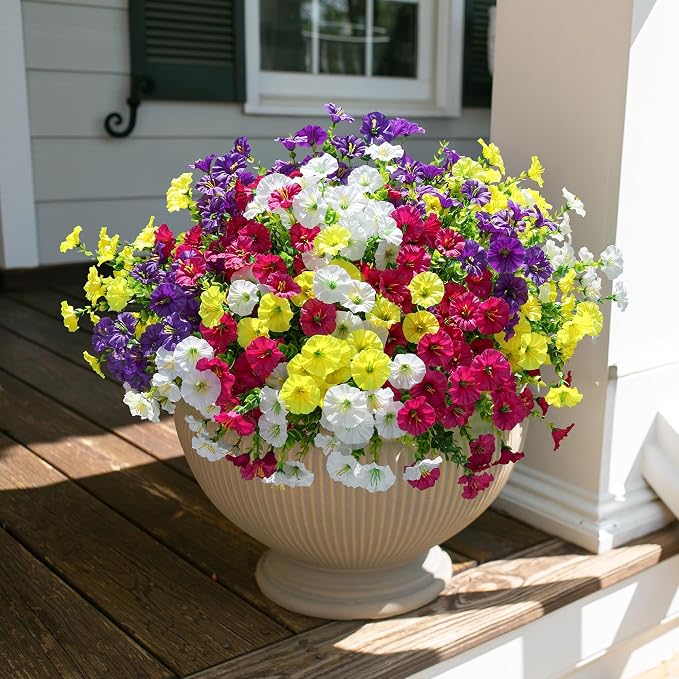 Artificial Flowers for Outdoors Fake Plants Outside Decoration, 12 Bundles Silk - Image 3