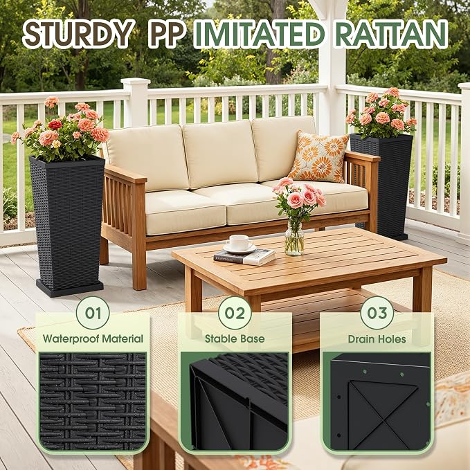 Set of 2 30 Inch Tall Plastic Planters - Image 6