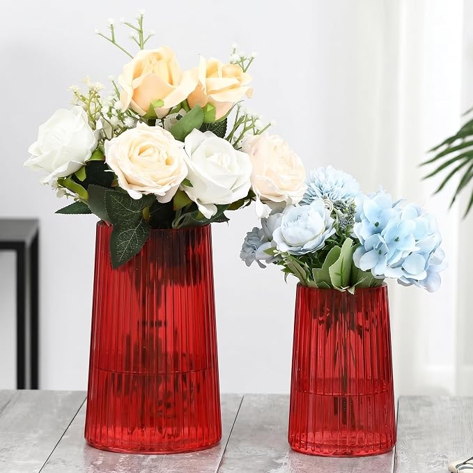 Ribbed Flower Vases Set of 2, Flower Vase by MARTAGE