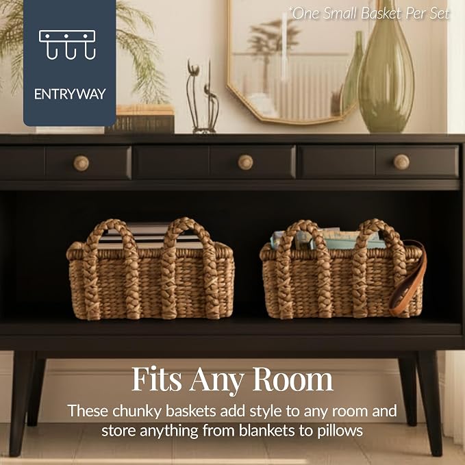 Best Choice Products 3Pc Shelf Baskets, Large and XL Chunky Woven Wicker Rattan - Image 6