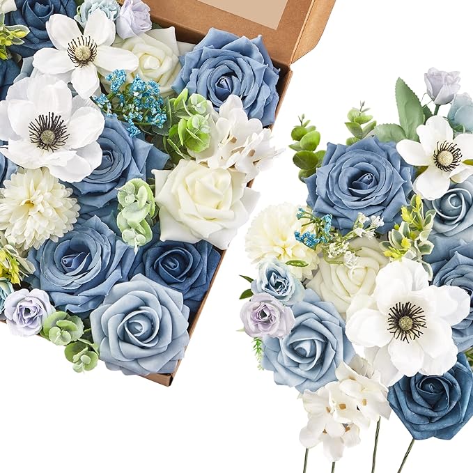 Serwalin Dusty Blue Artificial Flowers Silk Flowers by Serwalin