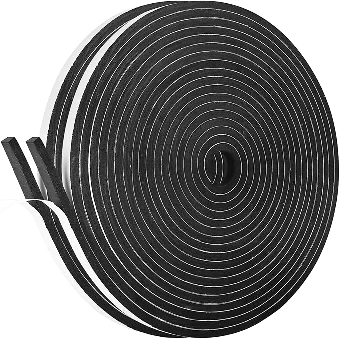Self Adhesive Foam Tape Weatherstrip 1/4In x 1/4In x 33Ft High Density Foam by Kikerike