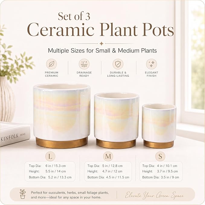 Gepege Ceramic Plant Pots for Indoor Plants, Planters - Image 6
