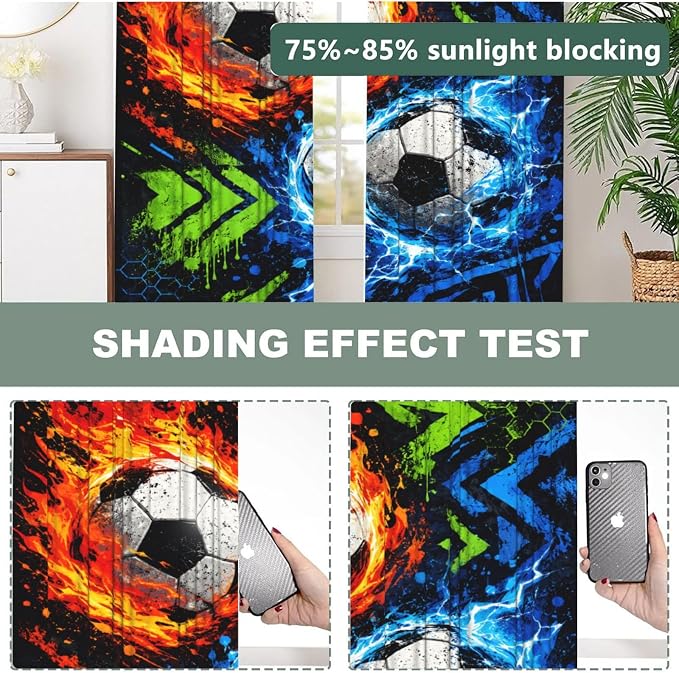 Speed Dynamic Soccer Window Curtains 2 Panels Set, 52 X 84 Inch Polyester Drapes - Image 5
