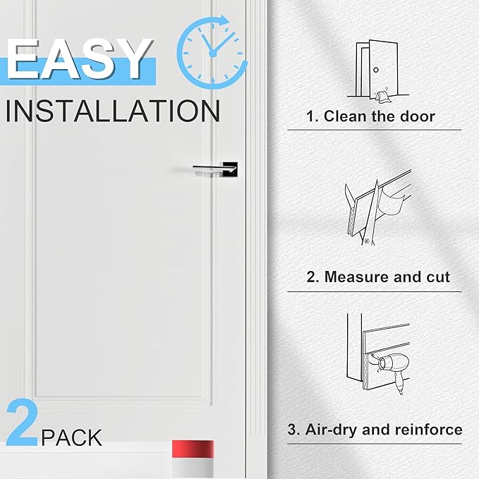 SYIPO 2 Pack Under Door Draft Stopper, Save Energy & Easy Instal Sound Proof - Image 6