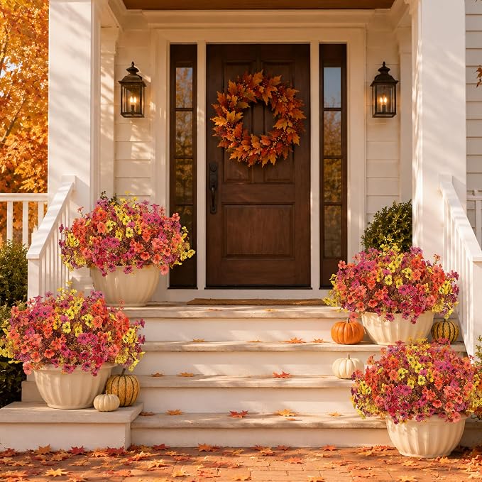 Artificial Fake Mums Flowers Plants - Image 9