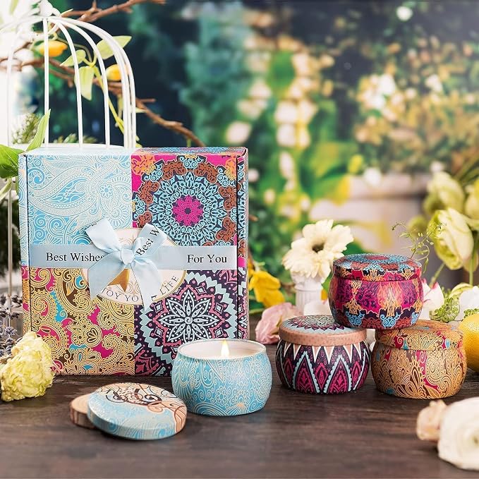 Candle Gift Set Bundle for Women, 2 Sets of 4 Scented Candles, 8% Essential Oils - Image 6