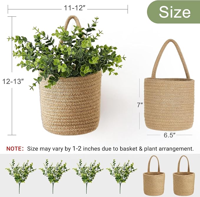 Dahey 2 Pack Woven Hanging Wall Basket 6.5"W×7"H - Image 3