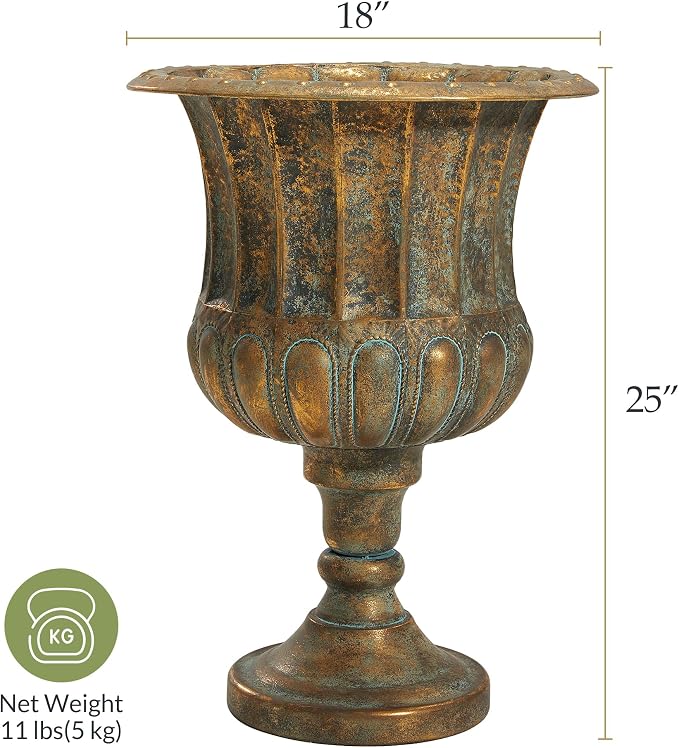 Worth Garden 24.5" H. Metal Urn Planters 2-Pack - Image 6