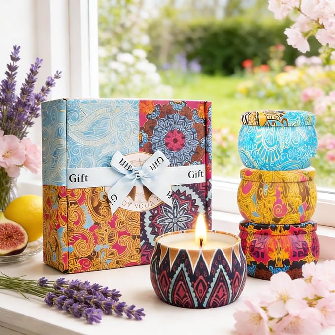 Scented Candles Gift Set for Women, 4 Pack | 120-Hr, Hand-Painted, 100% Natural - Image 5
