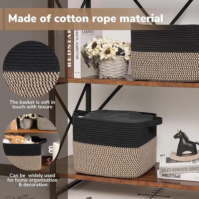Goodpick Woven Storage Basket for Shelves, Wicker Baskets for Books, Toys & - Image 4