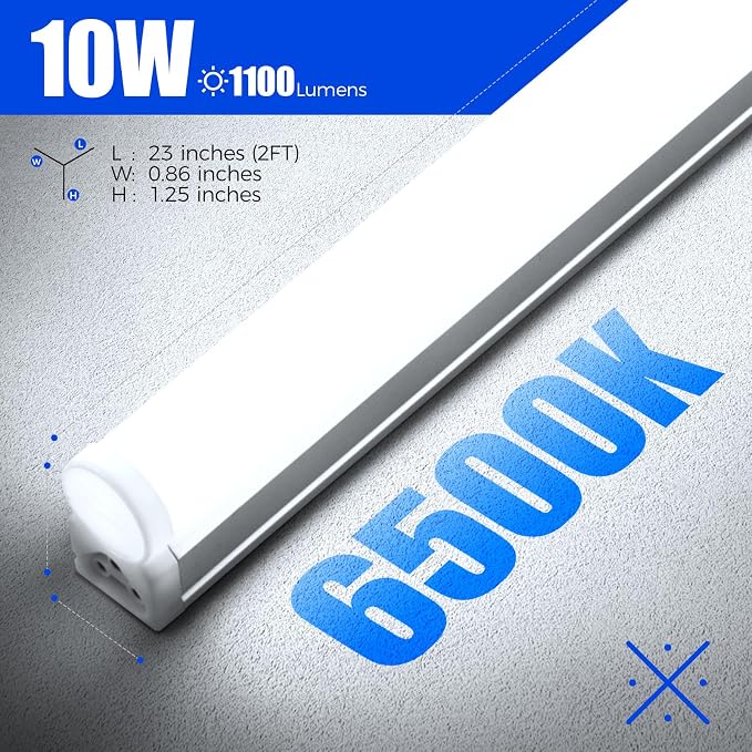 Barrina T5 LED Shop Light 2FT, 6500K 10W 1100lm 6 Pack | Utility Shop Lights - Image 7