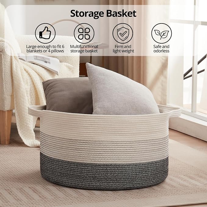 OIAHOMY 90L Extra Large Blanket Basket - Image 6