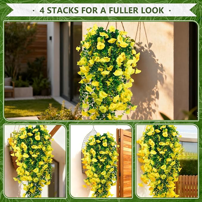 4-Pack Fake Hanging Plants, Faux Hanging Plant Artificial Greenery - Image 5