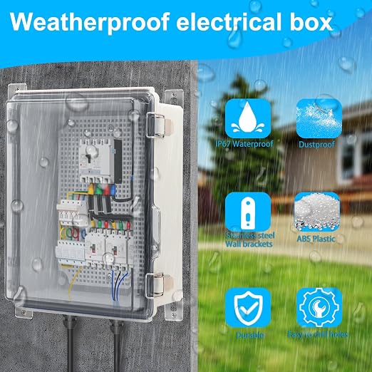 Waterproof Electrical Box, IP67 Junction Box Stainless Steel Latch Hinged Clear - Image 2