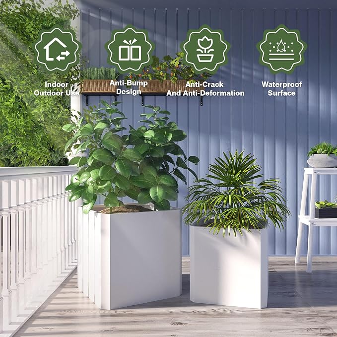 Metal Planter Box 20”L x 20"W x 20"H Large Square Steel Planter Box | Outdoor - Image 2