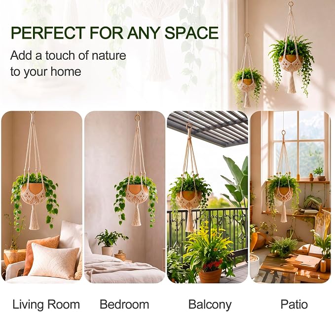 Shappy 1 Pack Boho Macrame Plant Hanger - Image 6