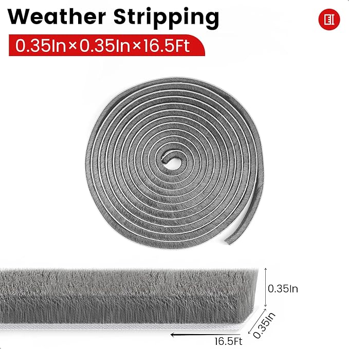 Topivers Weather Stripping Door Seal, 0.35 in x 0.35 in x 16.5 Ft | Strong - Image 2