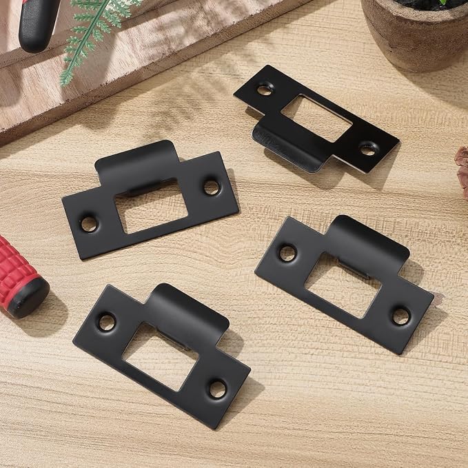 4pcs Door Strike Plate Black 2-3/4“ Deadbolt Strike Plate, Replacement Door - Image 7