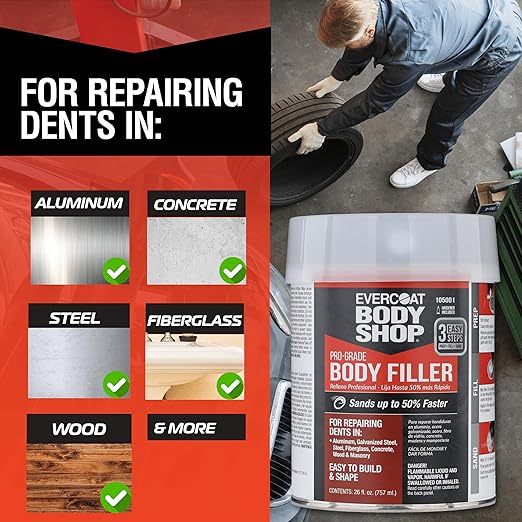 105001 Pro-Grade Body Filler, Fast Drying and Lightweight Multipurpose - Image 4
