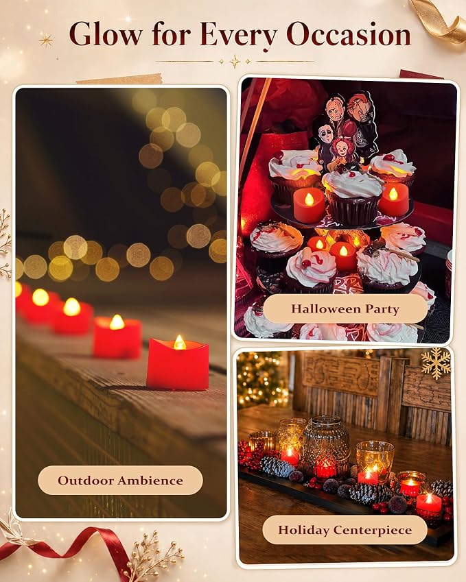 Homemory 50-Pack Red Flameless Battery Tea Light Candles, 200+ Hours | - Image 7
