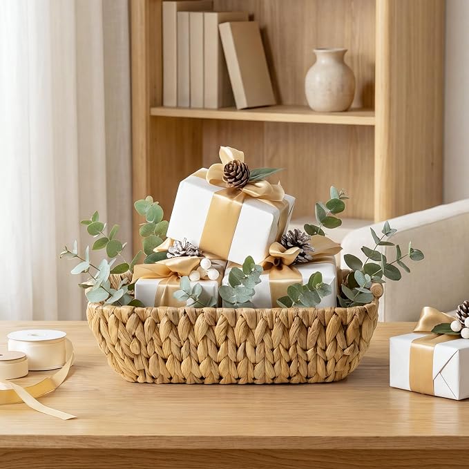 StorageWorks Wicker Baskets for Organizing, Water Hyacinth Storage Baskets | - Image 7