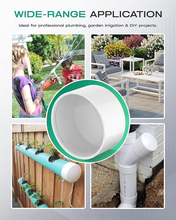 8 Inch PVC Cap, Fits Standard SCH40 8" PVC Pipe Fittings, Garden & Furniture - Image 9