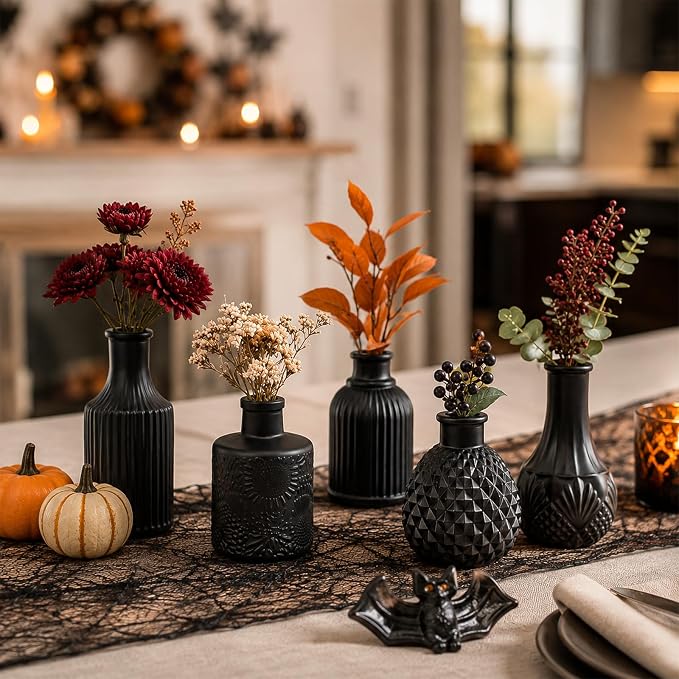 UPBUD Black Glass Bud Vases Set of 36, Mini Flower Vase - Image 3