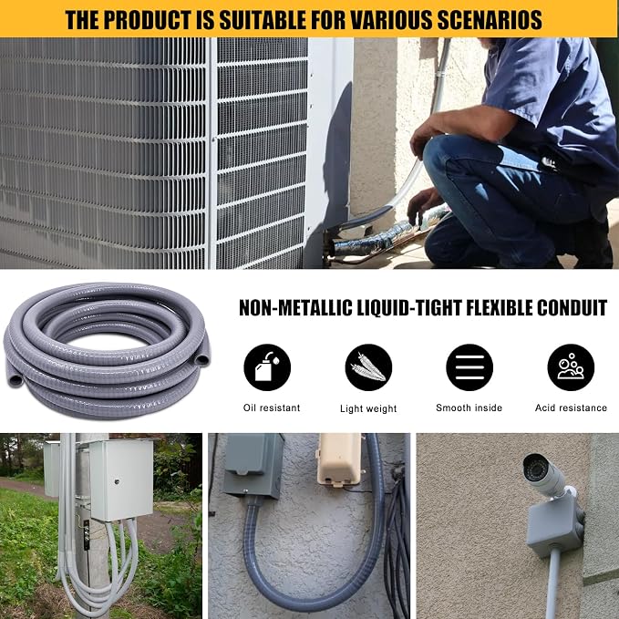 1-1/2 inch 50 Foot Liquid-Tight Conduit Kit, Flexible Non Metallic Electrical - Image 7