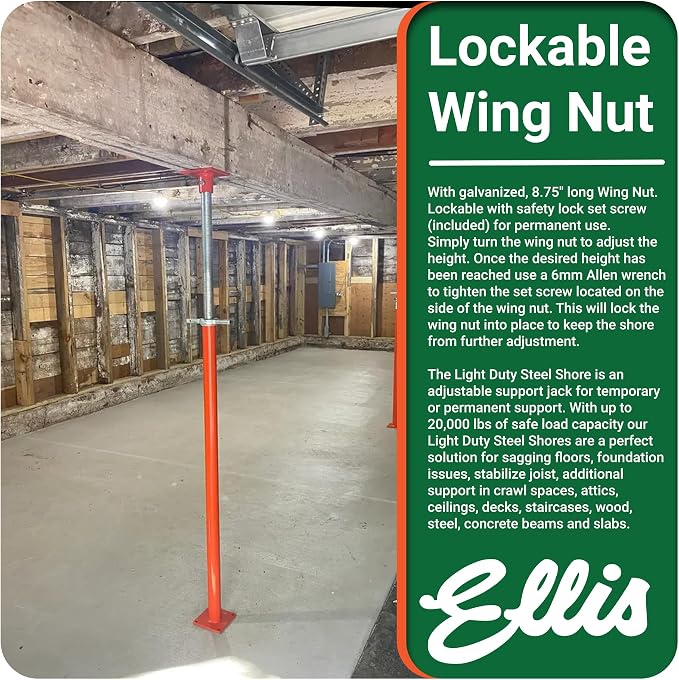 Ellis Manufacturing Light-Duty Steel, Construction Jack Post, Floor Leveling - Image 7