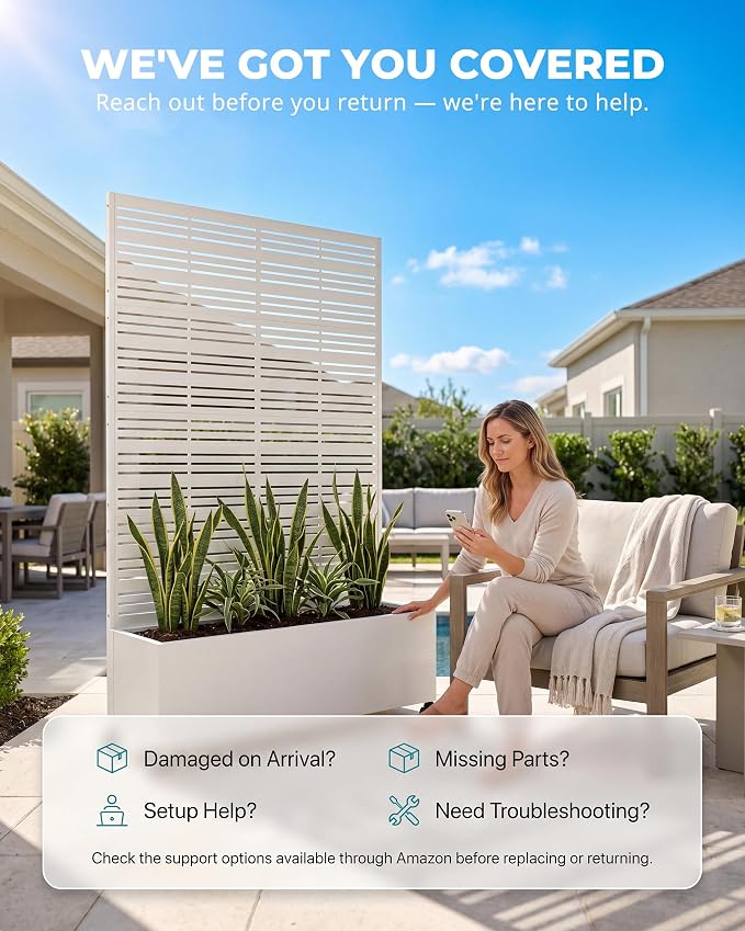 Privacy Planter Box with Trellis, 73 in Tall Metal Screen, light-filtering - Image 7