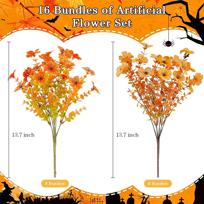AGIRL Artificial Fall Flowers Fake Mums Outdoor, Faux Plant Porch Decor Home | - Image 6