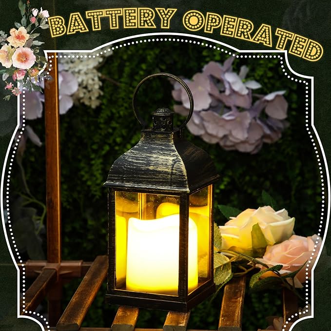 8 Pcs 10 Inch Dark Bronze Decorative Candle Lantern Bulk - Image 4