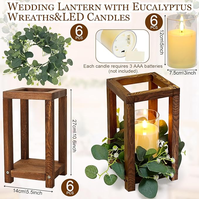 18 Pcs Wooden Lantern Centerpiece - Image 2