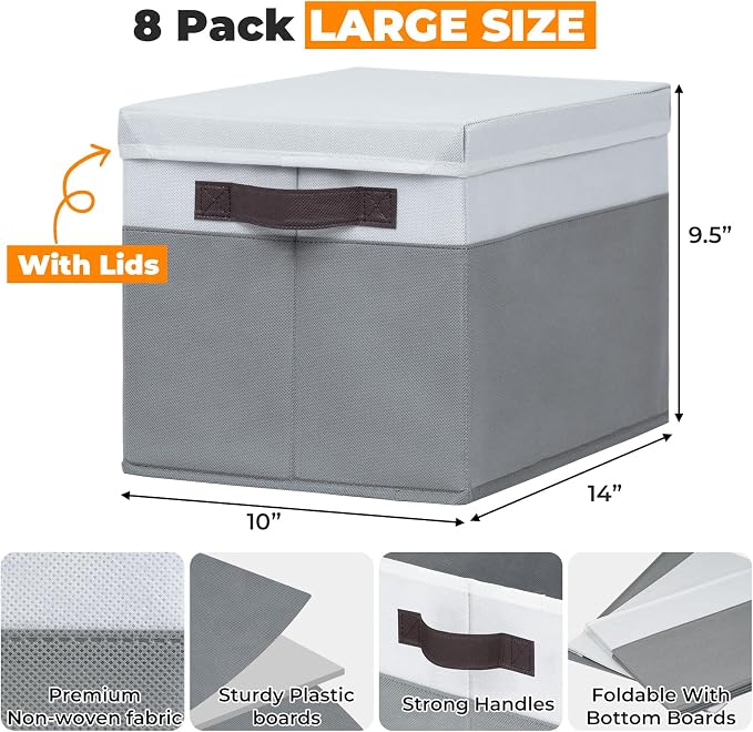 8 Pack Closet Storage Bins - Image 2