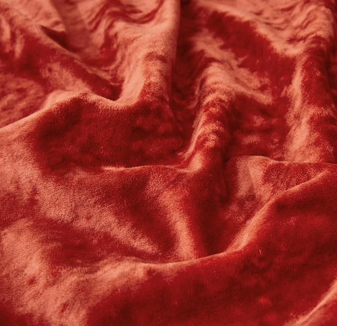 Chezmoi Collection Lux Brick Red Crushed Velvet Curtains 2 Panel Set - Image 7