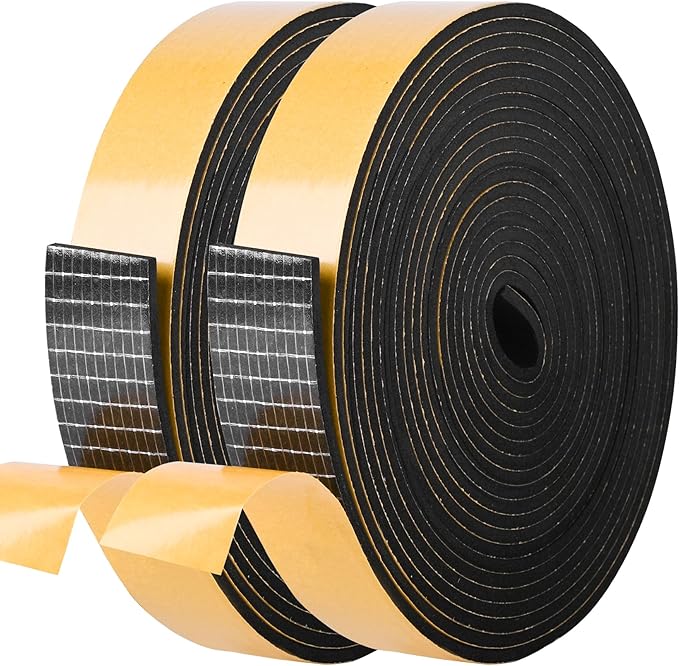 Self Adhesive Foam Tape Weatherstrip 1in x 1/8in x 33Ft High Density Foam by Kikerike