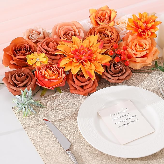 Artificial Flowers Fake Rose Flowers Dahlia - Image 9