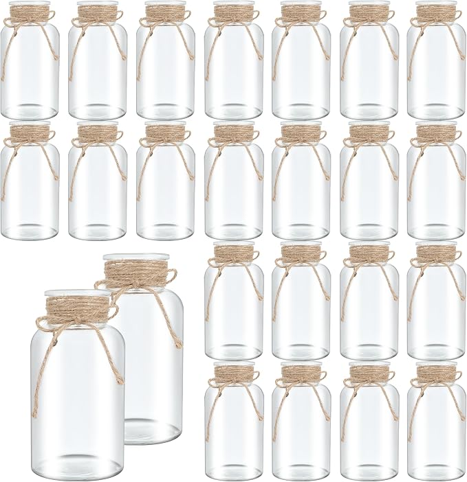 24 Pack Mason Jar Vases for Centerpieces, Wide Mouth Mason Jars by LEYIQU