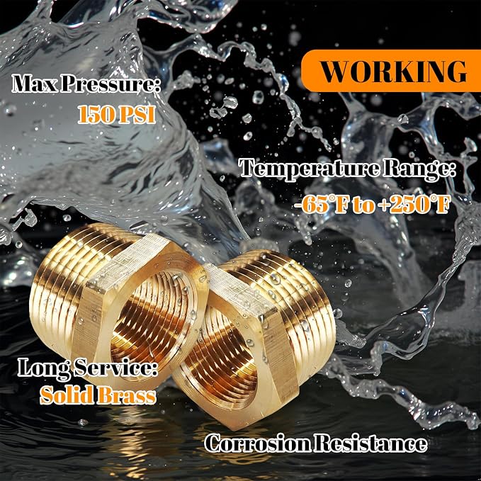 2 Pcs Brass Bushing 1" Male to 3/4" Female - Image 8