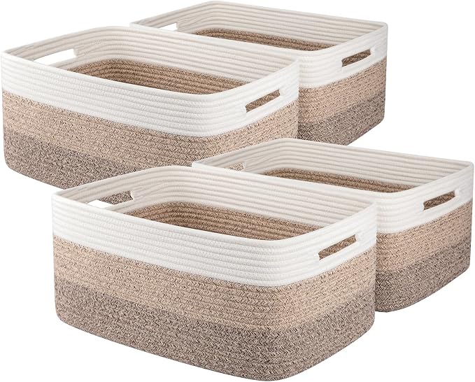 OIASKET Large Storage Basket for Organizing, Woven Rope Basket for Shelves by OIASKET