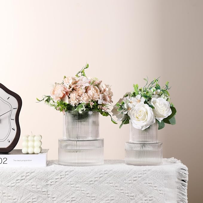 Ribbed Glass Vases for Bouquet, Modern Glass Vase for Living Room, Coffe Table - Image 6