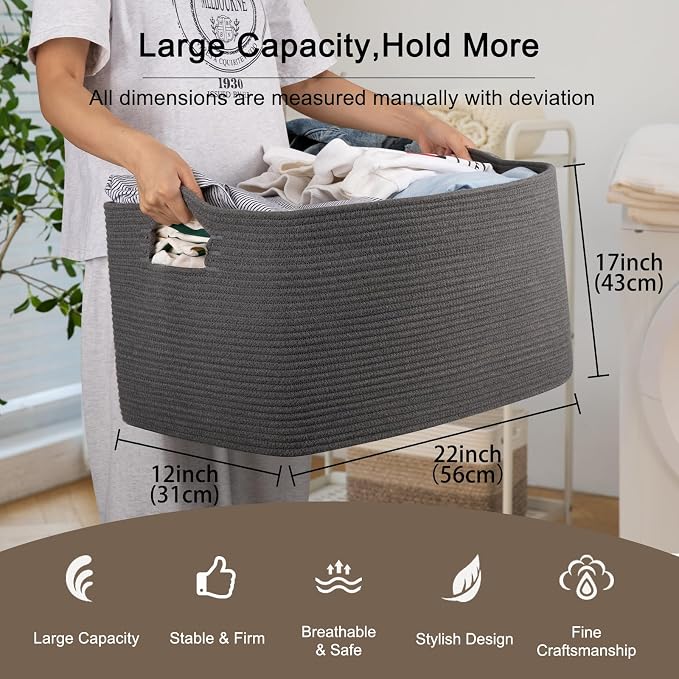 OIAHOMY Large Blanket Basket, Storage Basket - Image 3