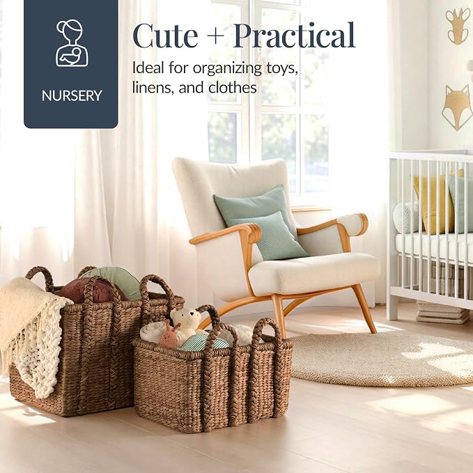 Best Choice Products 3Pc Shelf Baskets, Large and XL Chunky Woven Wicker Rattan - Image 7