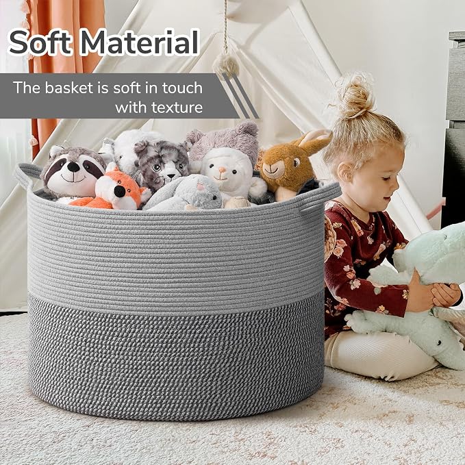 INDRESSME 115L Extra Large Woven Rope Blanket Basket Living Room, bedroom or - Image 6