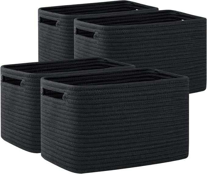 OIAHOMY 4 Pack Storage Baskets for Organizing 15L Cube Storage Bins Black | by MasterofSpaceOptimization