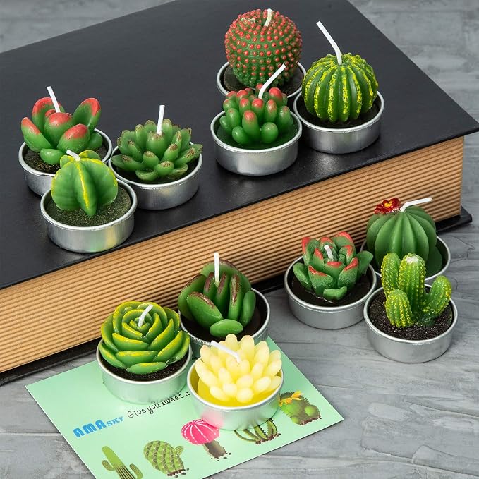 Handmade Cactus Tealight Candles | Succulent Cactus Tea Light Candles - Image 3